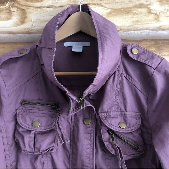 Charlotte Russe lightweight cotton mauve cropped jacket size M - Picture 3 of 14